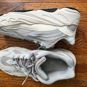 Yeezy Light Gray & Cream Low-Top Athletic Sneakers